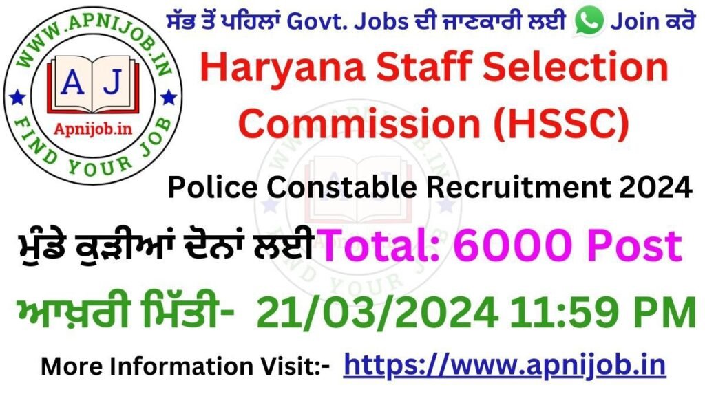 Haryana Police Constable Recruitment 2024